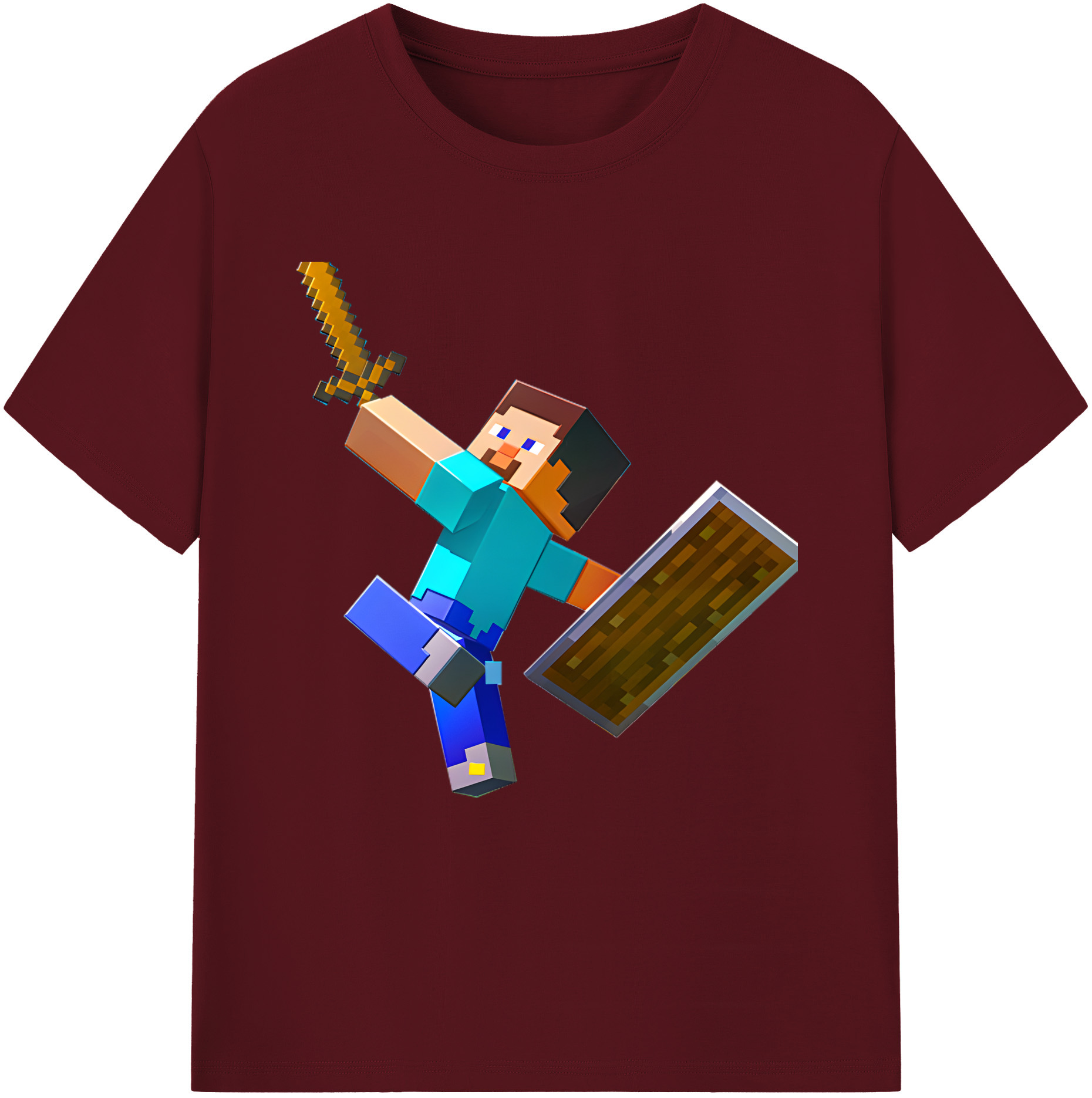 （画像用） マインクラフト ブロックの世界 Minecraft MC Block world 綿100％半袖Tシャツ（フロントプリント）